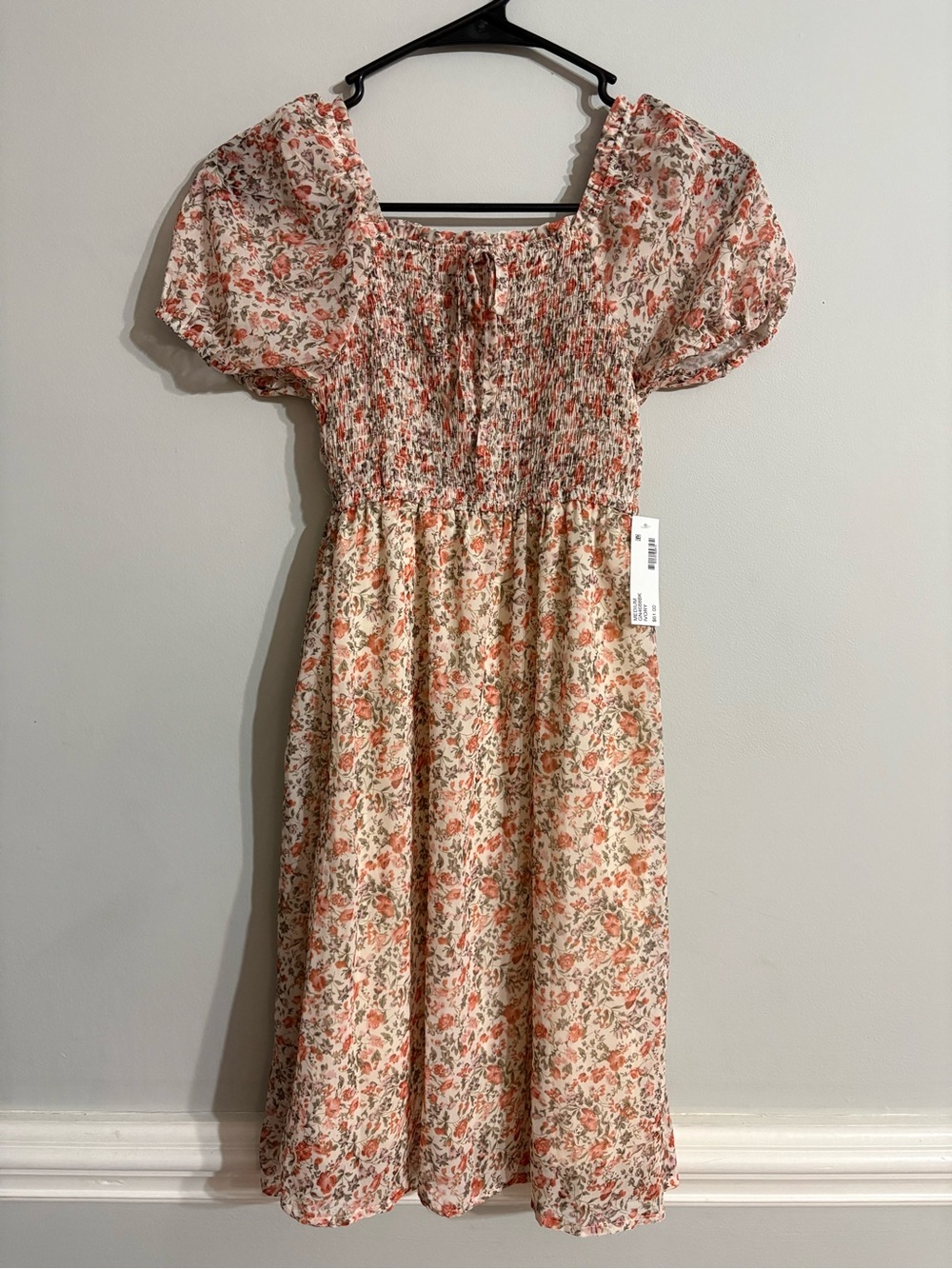 NWT Hayden Girls Floral Smocked Midi Dress Medium Puff Sleeve Cottagecore $61
